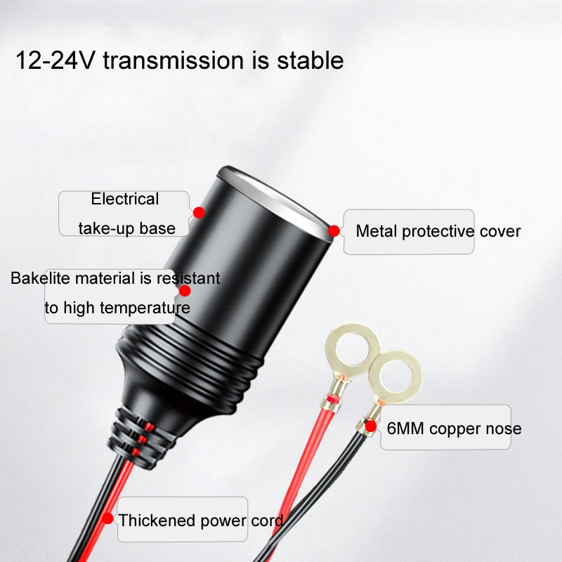 1m-12/24V-Car-Battery-To-Cigarette-Lighter-Female-Base-Power-Supply-Cable