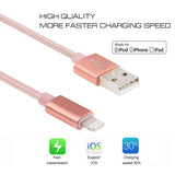 1m-3A-Woven-Style-Metal-Head-8-Pin-to-USB-Data-/-Charger-Cable(Rose-Gold)