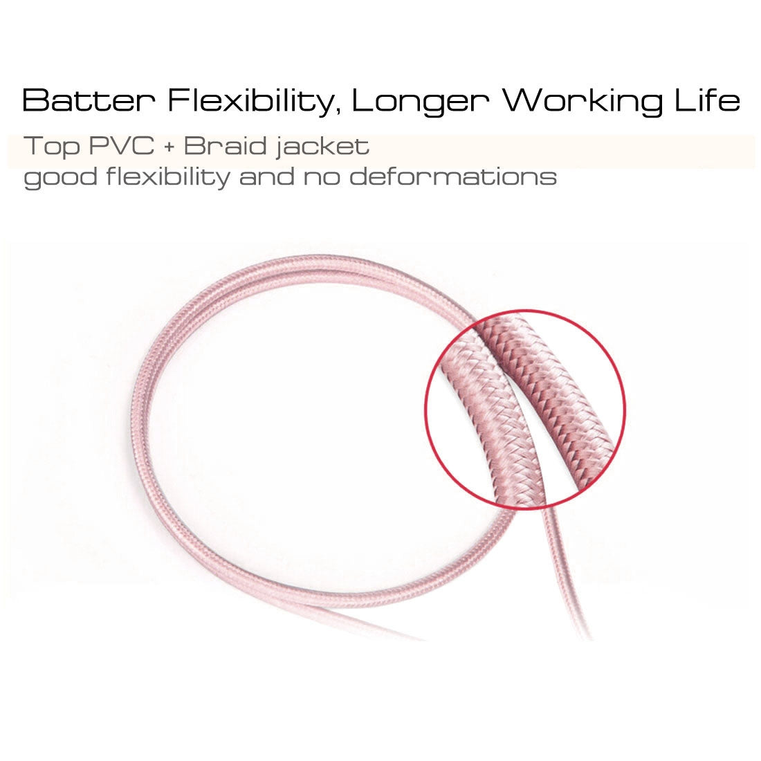 1m-3A-Woven-Style-Metal-Head-8-Pin-to-USB-Data-/-Charger-Cable(Rose-Gold)