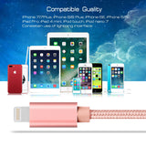 1m-3A-Woven-Style-Metal-Head-8-Pin-to-USB-Data-/-Charger-Cable(Rose-Gold)