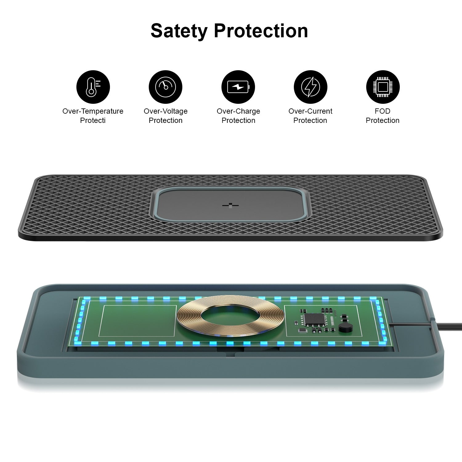 2-In-1-15W-Car-Mobile-Phone-Wireless-Charger-Non-slip-Mat-with-Colorful-Light-USB-Cable-0.3m