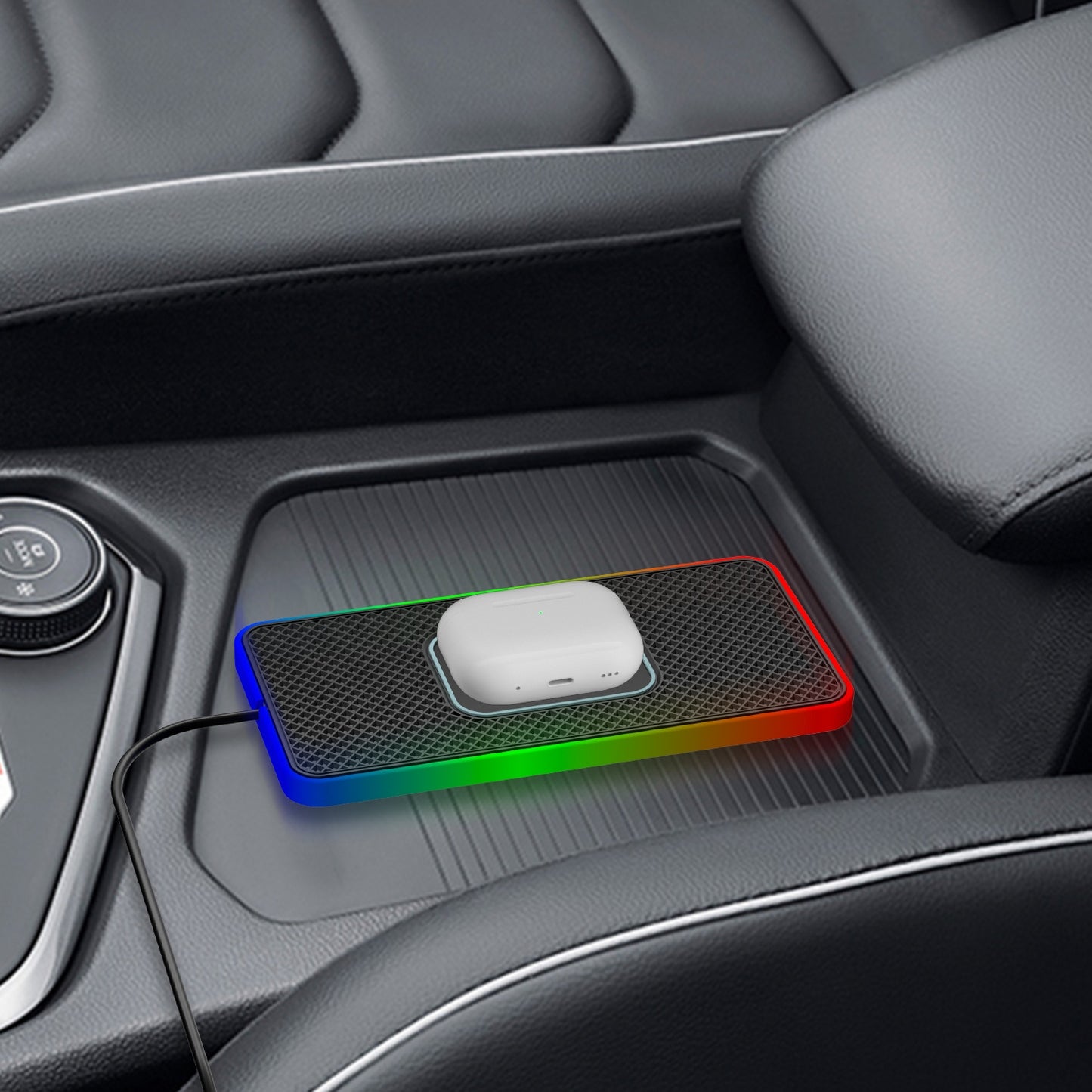 2-In-1-15W-Car-Mobile-Phone-Wireless-Charger-Non-slip-Mat-with-Colorful-Light-USB-Cable-0.3m