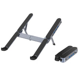 2-in-1-Foldable-Laptop-Stand-with-USB-C-Docking-Station-3x-USB-A-3.0-Ports-&-1x-USB-C-Port(Gray)