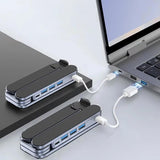 2-in-1-Foldable-Laptop-Stand-with-USB-C-Docking-Station-3x-USB-A-3.0-Ports-&-1x-USB-C-Port(Gray)