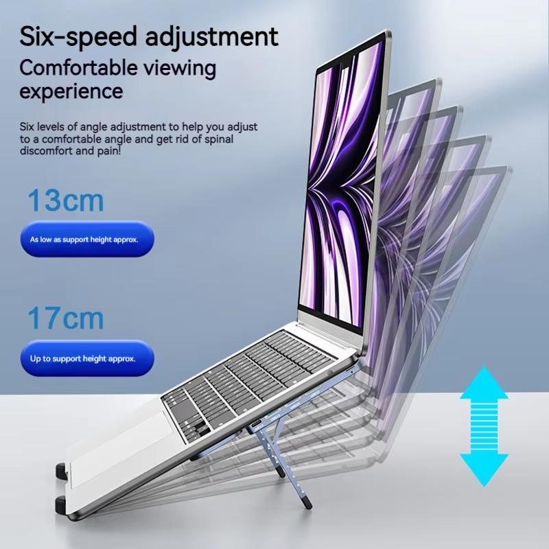 2-in-1-Foldable-Laptop-Stand-with-USB-C-Docking-Station-3x-USB-A-3.0-Ports-&-1x-USB-C-Port(Gray)