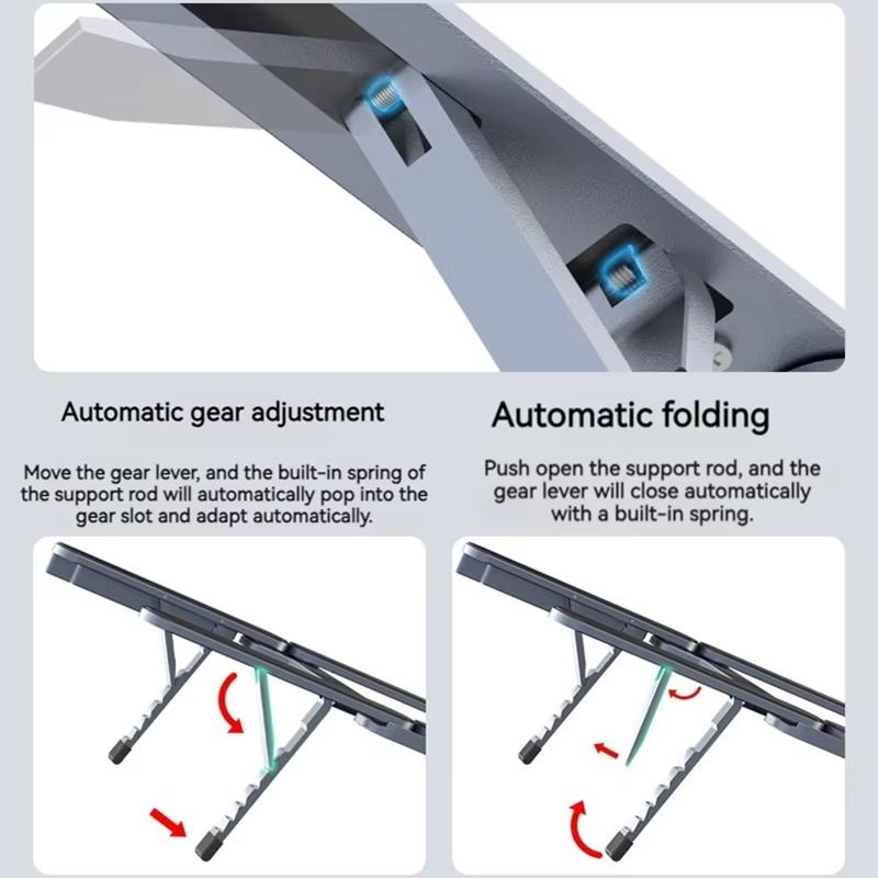 2-in-1-Foldable-Laptop-Stand-with-USB-C-Docking-Station-3x-USB-A-3.0-Ports-&-1x-USB-C-Port(Gray)