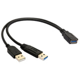 2-in-1-USB-3.0-Female-to-USB-2.0-+-USB-3.0-Male-Cable-for-Computer-/-Laptop,-Length:-29cm
