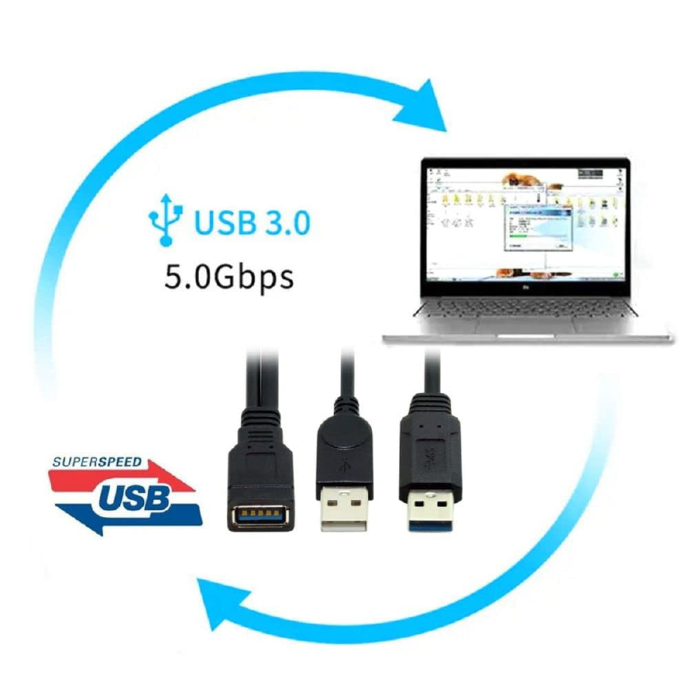 2-in-1-USB-3.0-Female-to-USB-2.0-+-USB-3.0-Male-Cable-for-Computer-/-Laptop,-Length:-29cm