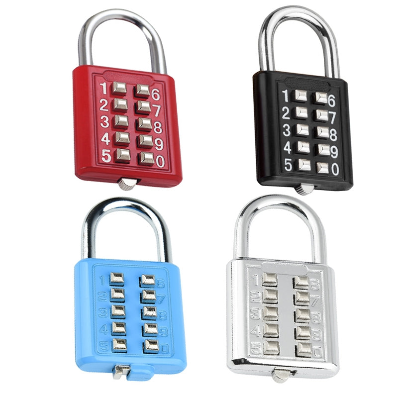 2-PCS-10-Bit-Button-Password-Lock-Cabinet-Door-Tool-Box-Button-Padlock(Red)