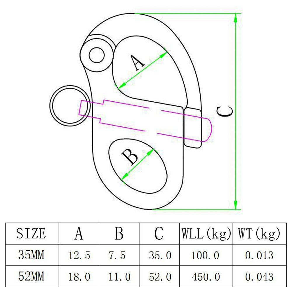 2-PCS-316-Stainless-Steel-Fixed-Spring-Shackle,-Size:35mm