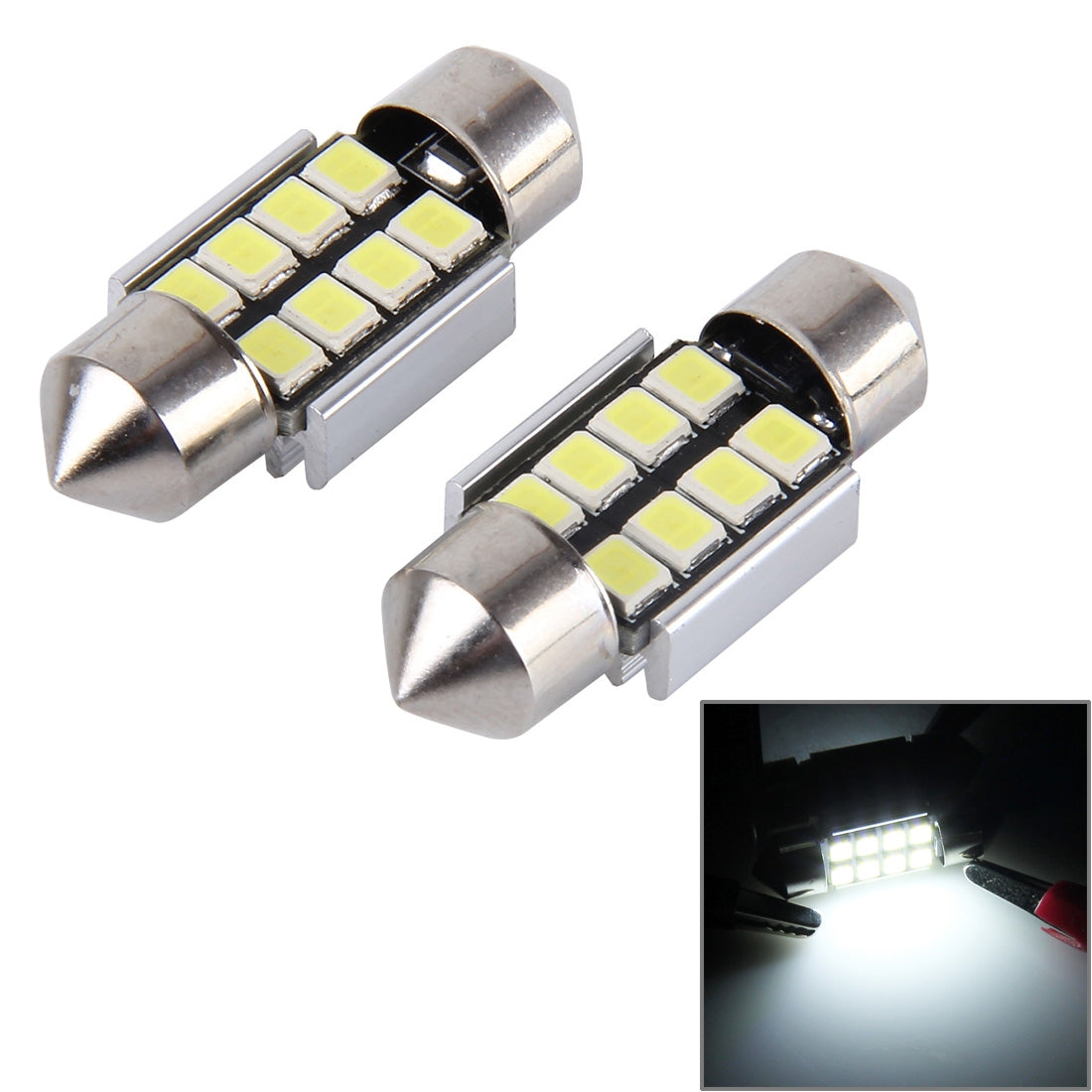 2-PCS-31mm-Festoon-3W-300LM-White-Light-8-LED-3528-SMD-Canbus-Error-Free-Car-Reading-Lamps,-DC-12