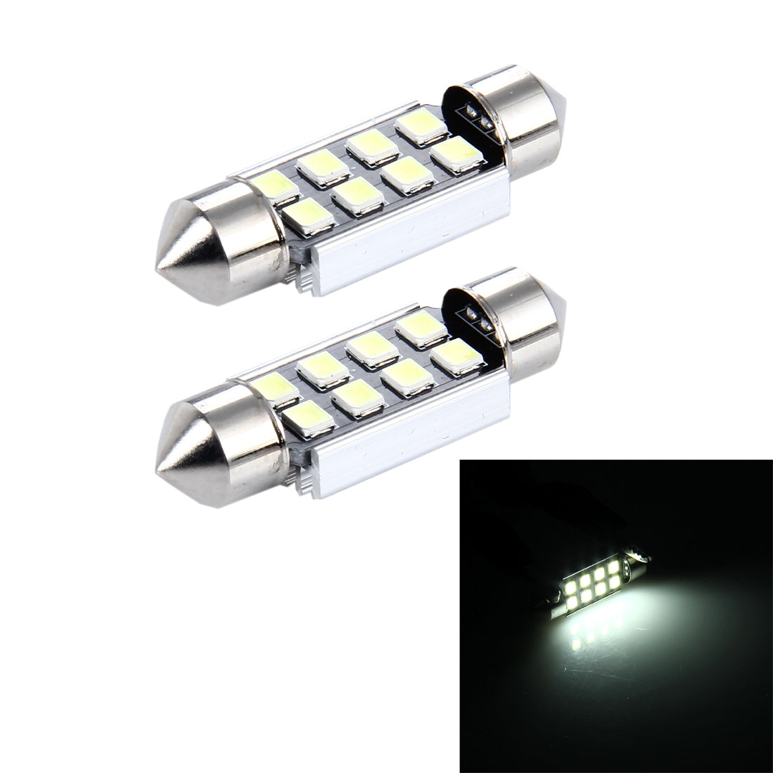 2-PCS-3W-200-LM-6000K-36MM-8-SMD-2835-LEDs-Bicuspid-Port-Decoding-Car-Dome-Lamp-LED-Reading-Light,-DC-12V(White-Light)