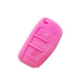 2-PCS-Car-Key-Cover-Silicone-Flip-Key-Remote-Holder-Case-Cover-for-Audi-Q3-A3-A1(Pink)