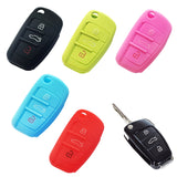 2-PCS-Car-Key-Cover-Silicone-Flip-Key-Remote-Holder-Case-Cover-for-Audi-Q3-A3-A1(Pink)
