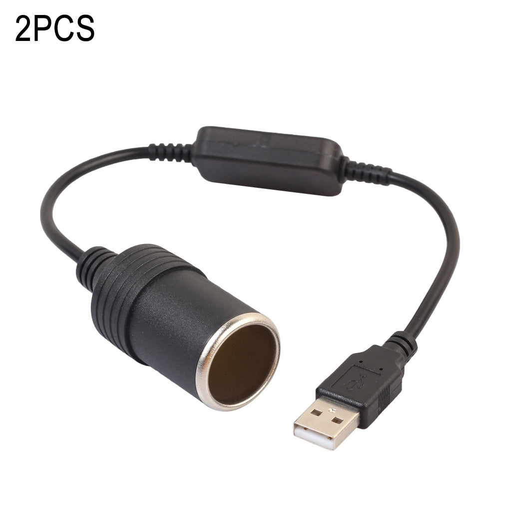 2-PCS-Car-USB-to-Cigarette-Lighter-Socket-5V-to-12V-Boost-Power-Adapter-Cable,-Model:-35cm