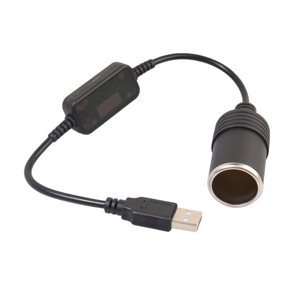 2-PCS-Car-USB-to-Cigarette-Lighter-Socket-5V-to-12V-Boost-Power-Adapter-Cable,-Model:-35cm