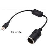 2-PCS-Car-USB-to-Cigarette-Lighter-Socket-5V-to-12V-Boost-Power-Adapter-Cable,-Model:-35cm
