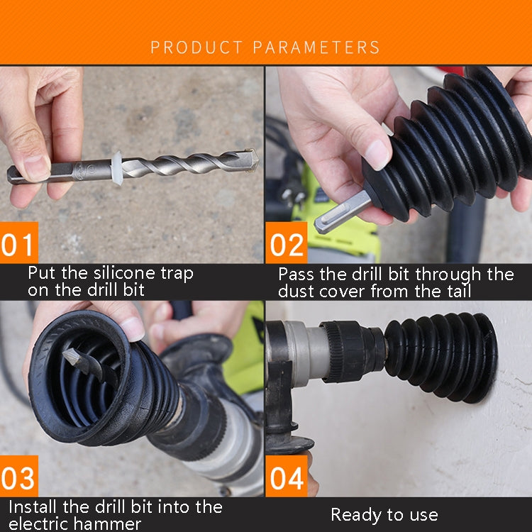 2-PCS-Electric-Hammer-Dust-Cover-Dust-Collection-Bowl-Impact-Drill-Accessories(Black)