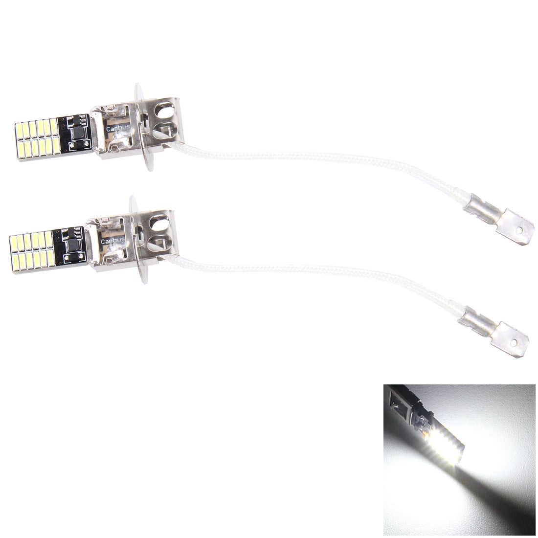2-PCS-H3-4.8W-720LM-6500K-White-Light-24-LED-SMD-4014-Error-Free-Canbus-Car-Clearance-Lights-Lamp,-DC-12V