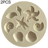 2-PCS-Marine-Element-Mould-Sea-Star-Conch-Shell-Model-Silicone-Cake-Fondant-Tool(Gray)