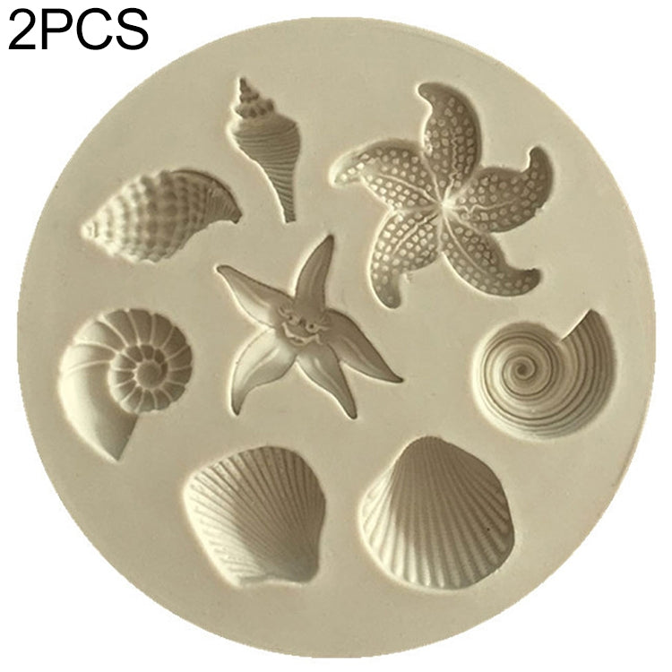 2-PCS-Marine-Element-Mould-Sea-Star-Conch-Shell-Model-Silicone-Cake-Fondant-Tool(Gray)