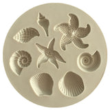 2-PCS-Marine-Element-Mould-Sea-Star-Conch-Shell-Model-Silicone-Cake-Fondant-Tool(Gray)