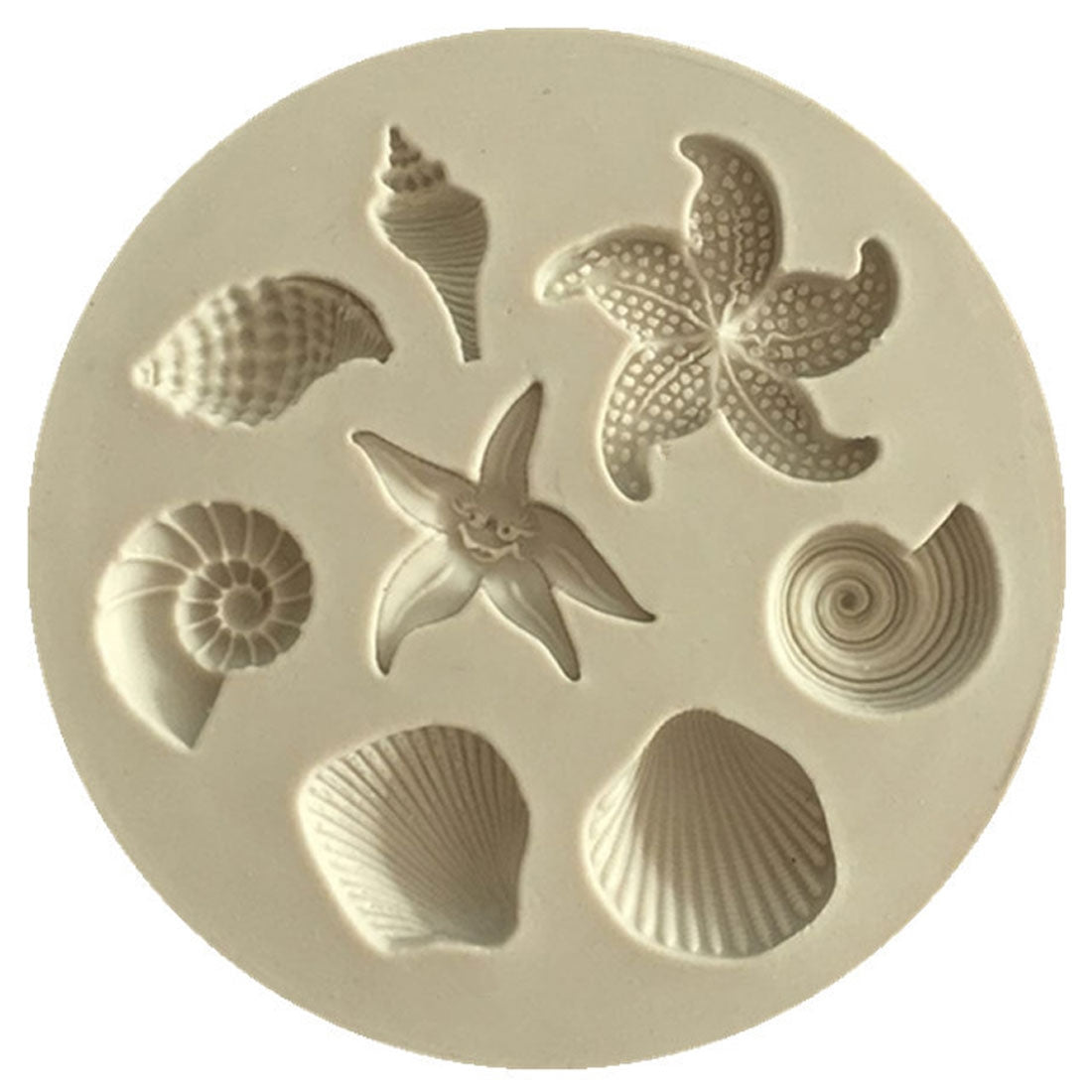 2-PCS-Marine-Element-Mould-Sea-Star-Conch-Shell-Model-Silicone-Cake-Fondant-Tool(Gray)