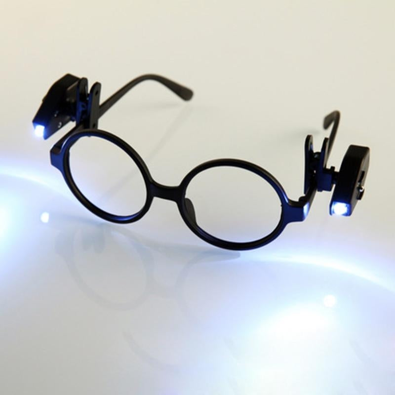 2-PCS-Mini-LED-Flashlight-Adjustable-Eyeglass-Clip-Light-Reading-Ligh(Black)