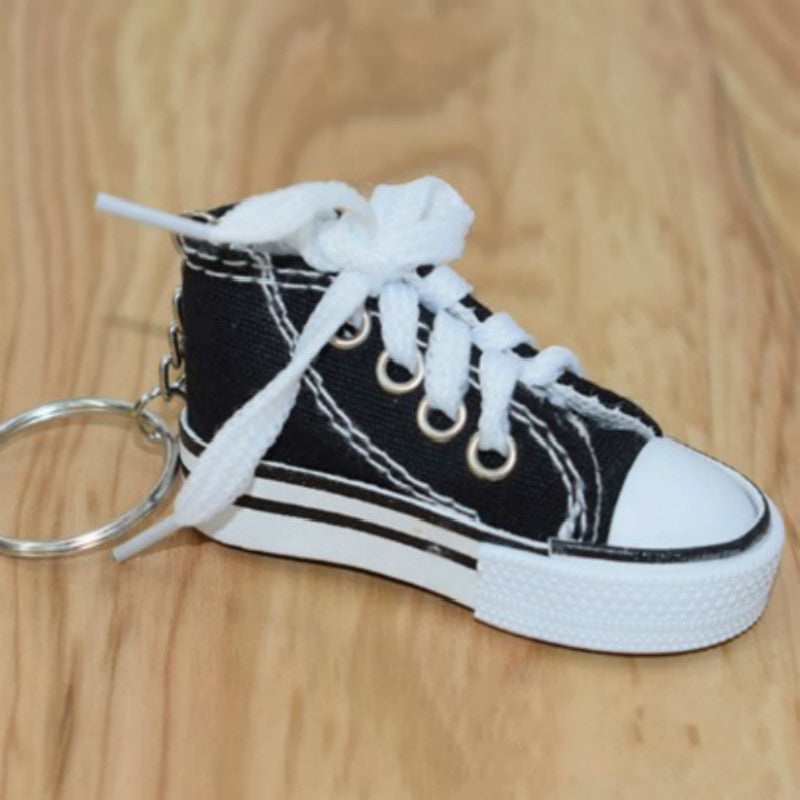 2-PCS-Mini-Simulation-Canvas-Shoes-Sneaker-Keychain-Pendant(Black)