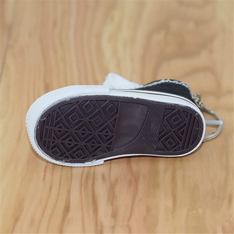 2-PCS-Mini-Simulation-Canvas-Shoes-Sneaker-Keychain-Pendant(Black)