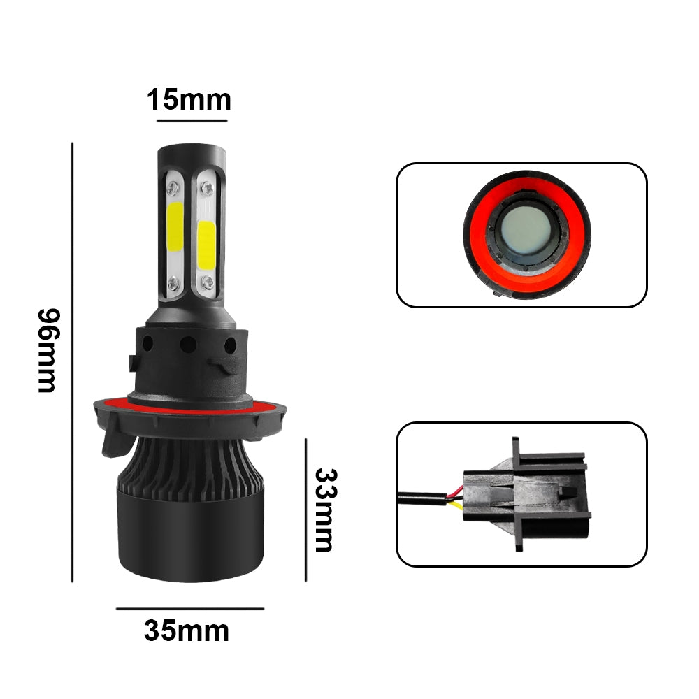 2-PCS-S2-H13-/-9008-DC9-36V-/-25W-/-6000K-/-2500LM-IP68-Car-LED-Headlight-Lamps(Cool-White)