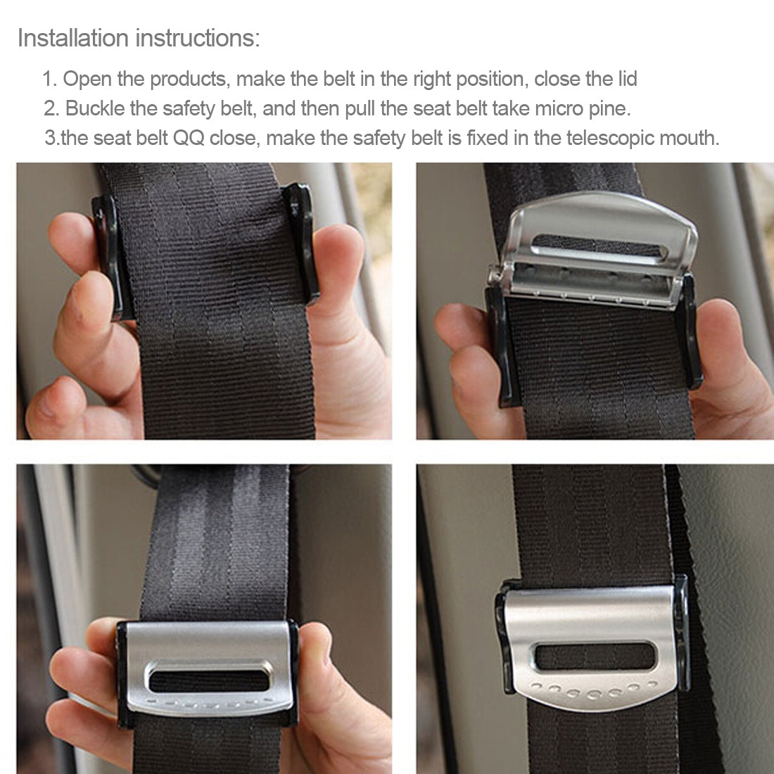 2-PCS-SHUNWEI-Car-Safety-Seat-Belt-Adjuster(Black)