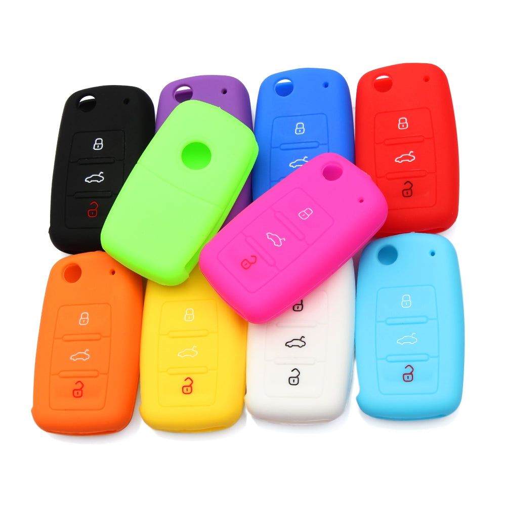 2-PCS-Silicone-Car-Key-Cover-Case-for-Volkswagen-Golf(Pink)