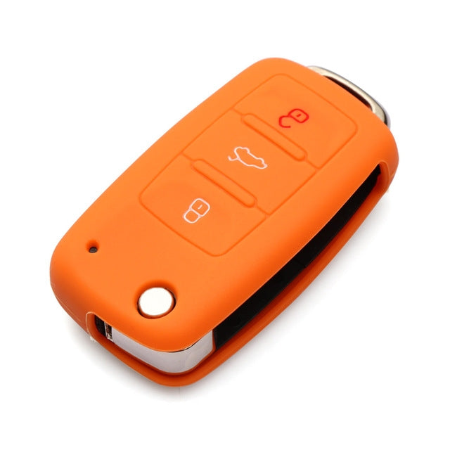 2-PCS-Silicone-Car-Key-Cover-Case-for-Volkswagen-Golf(Orange)