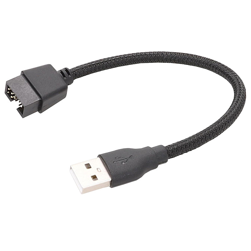 20cm-USB-A-Male-To-9Pin-Motherboard-Built-In-RGB-Data-To-External-U-Port-Adapter-Cable(Black)