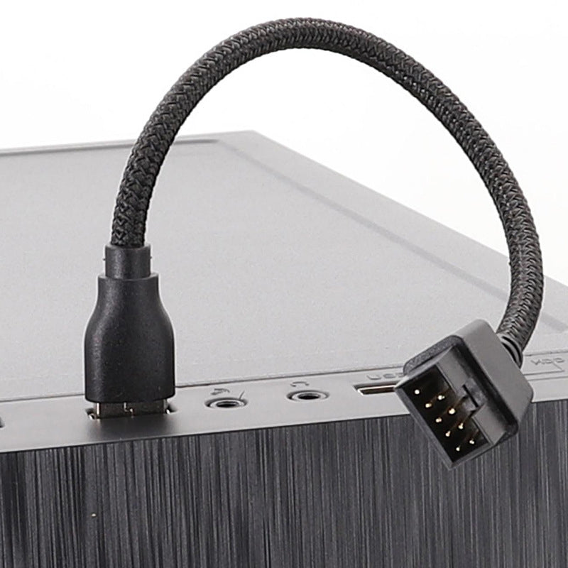 20cm-USB-A-Male-To-9Pin-Motherboard-Built-In-RGB-Data-To-External-U-Port-Adapter-Cable(Black)