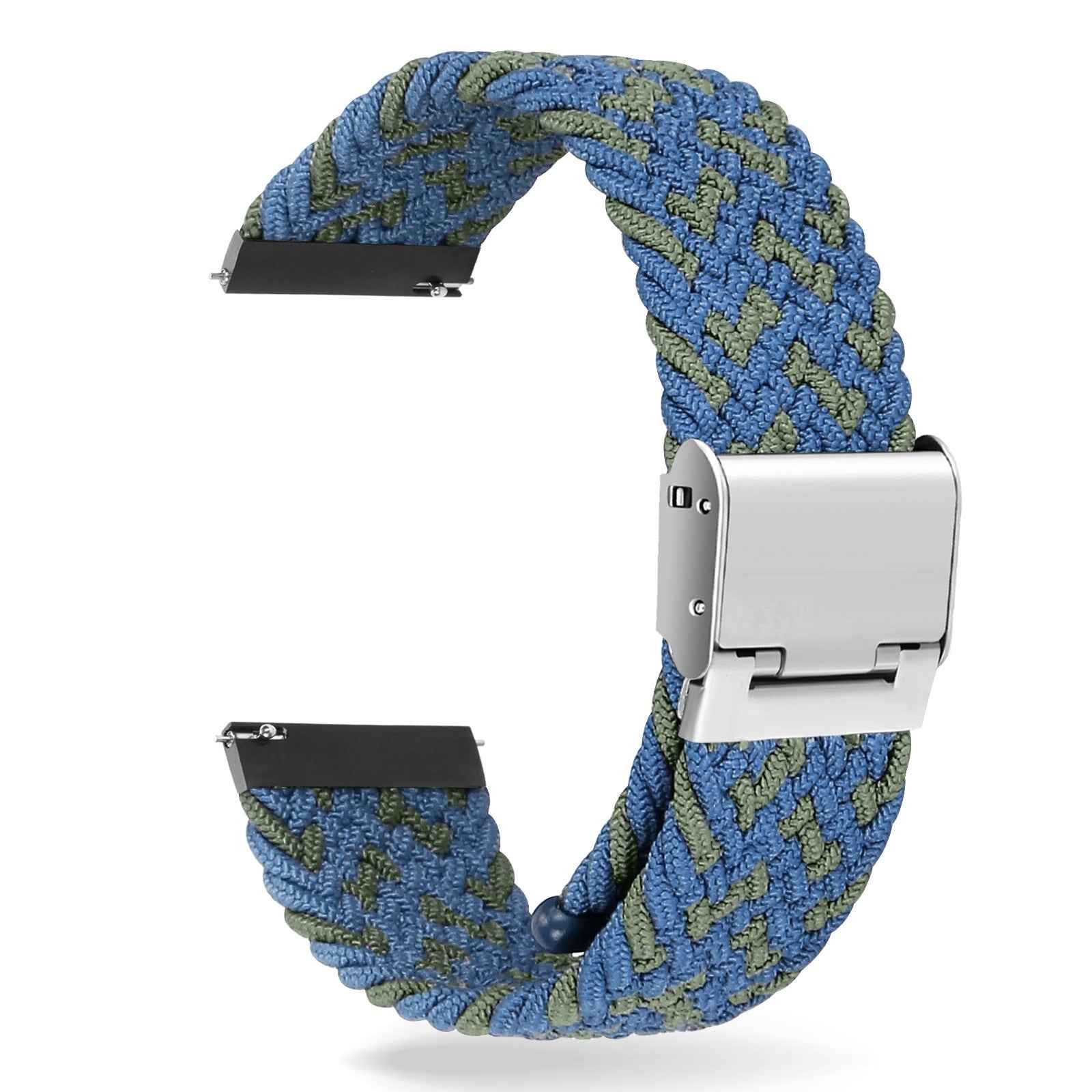 22mm-Universal-Metal-Buckle-Nylon-Braided-Watch-Band(W-Blue-Green)