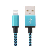 2m-Woven-Style-8-Pin-to-USB-Sync-Data-/-Charging-Cable(Blue)