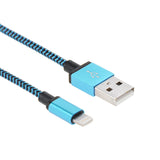 2m-Woven-Style-8-Pin-to-USB-Sync-Data-/-Charging-Cable(Blue)