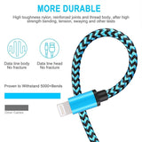 2m-Woven-Style-8-Pin-to-USB-Sync-Data-/-Charging-Cable(Blue)