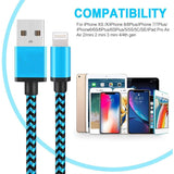 2m-Woven-Style-8-Pin-to-USB-Sync-Data-/-Charging-Cable(Blue)
