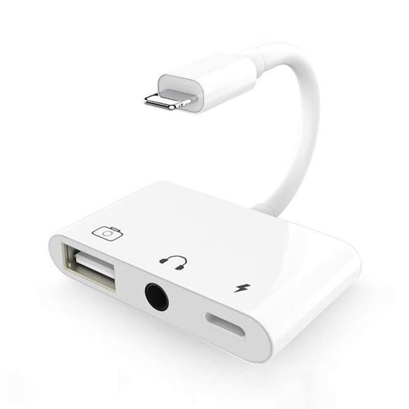 3-in-1-Multi-function-8-Pin-+-3.5mm-+-USB-3.0-OTG-to-8-Pin-Male-Fast-Charging-&-Music-Audio-&-Card-Reading-Adapter-(White)