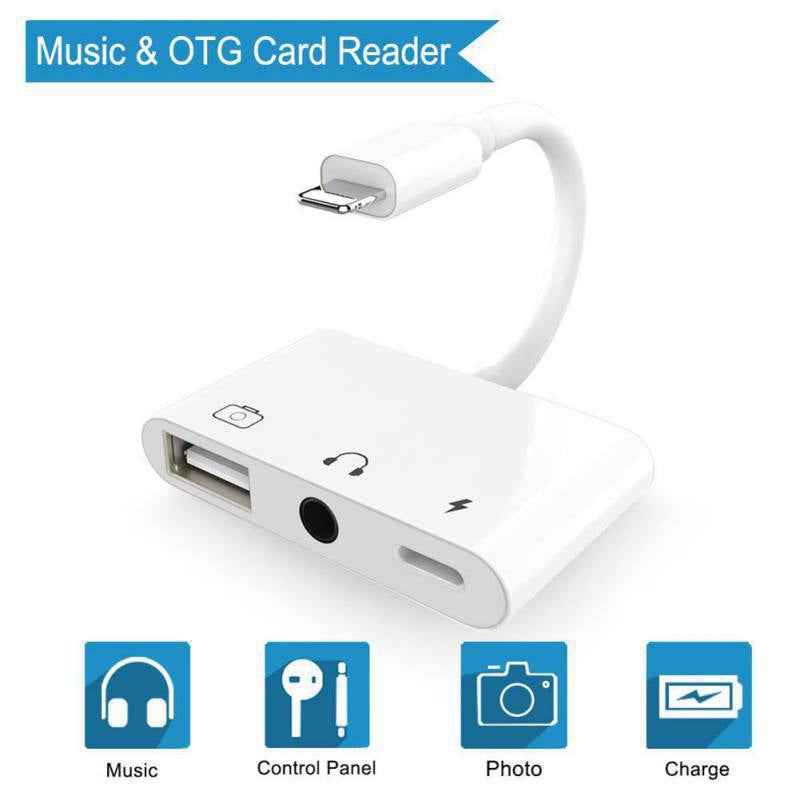 3-in-1-Multi-function-8-Pin-+-3.5mm-+-USB-3.0-OTG-to-8-Pin-Male-Fast-Charging-&-Music-Audio-&-Card-Reading-Adapter-(White)
