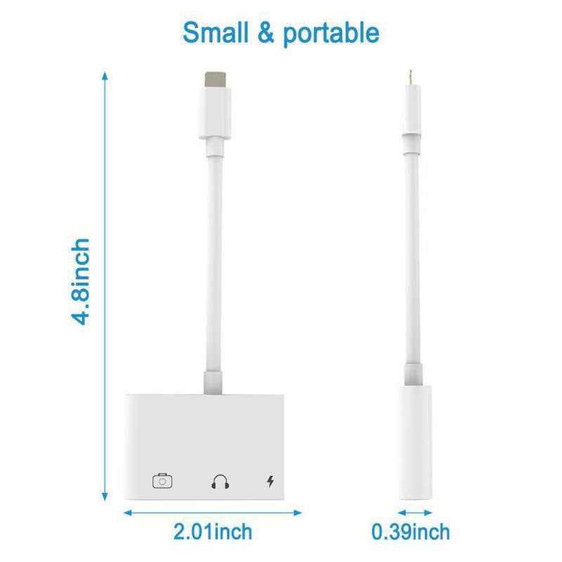 3-in-1-Multi-function-8-Pin-+-3.5mm-+-USB-3.0-OTG-to-8-Pin-Male-Fast-Charging-&-Music-Audio-&-Card-Reading-Adapter-(White)