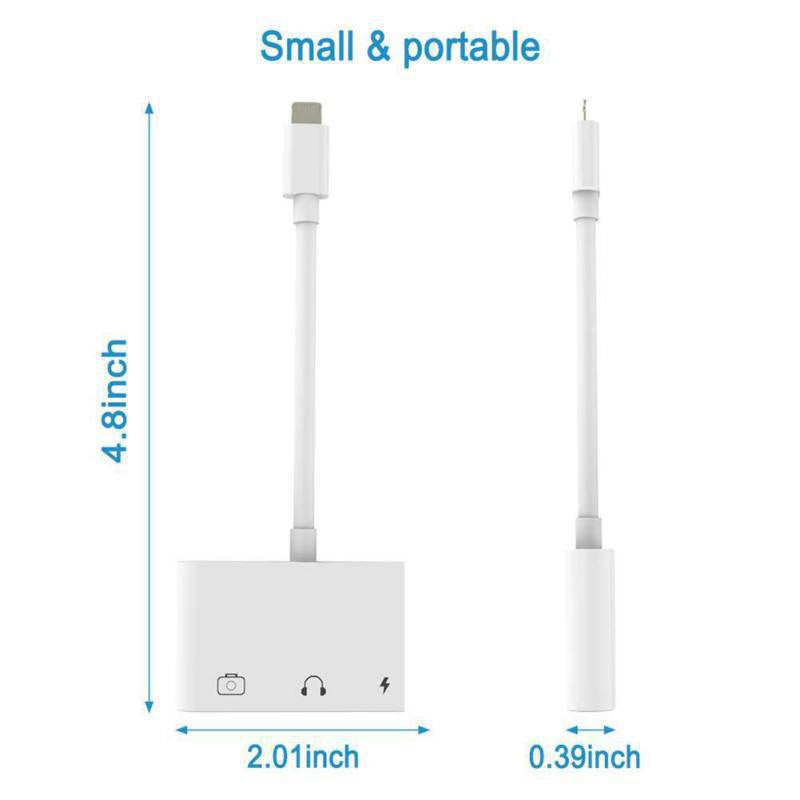 3-in-1-Multi-function-8-Pin-+-3.5mm-+-USB-3.0-OTG-to-8-Pin-Male-Fast-Charging-&-Music-Audio-&-Card-Reading-Adapter-(White)