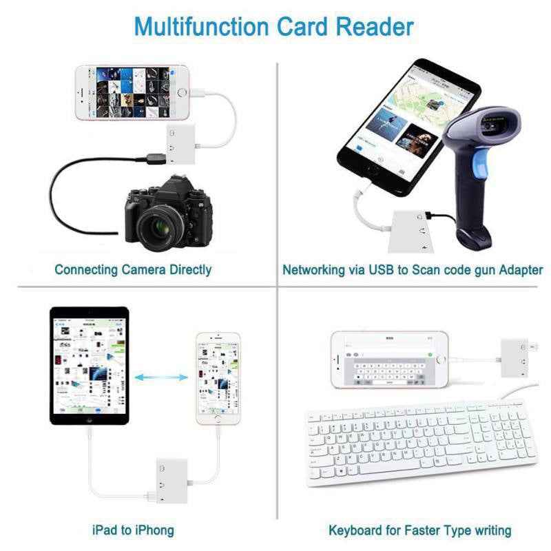 3-in-1-Multi-function-8-Pin-+-3.5mm-+-USB-3.0-OTG-to-8-Pin-Male-Fast-Charging-&-Music-Audio-&-Card-Reading-Adapter-(White)