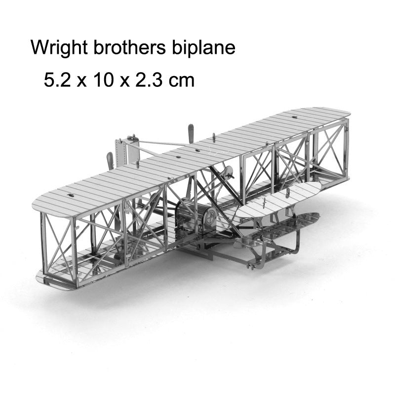 3-PCS-3D-Metal-Assembly-Model-DIY-Puzzle,-Style:-Wright-Brothers-Aircraft