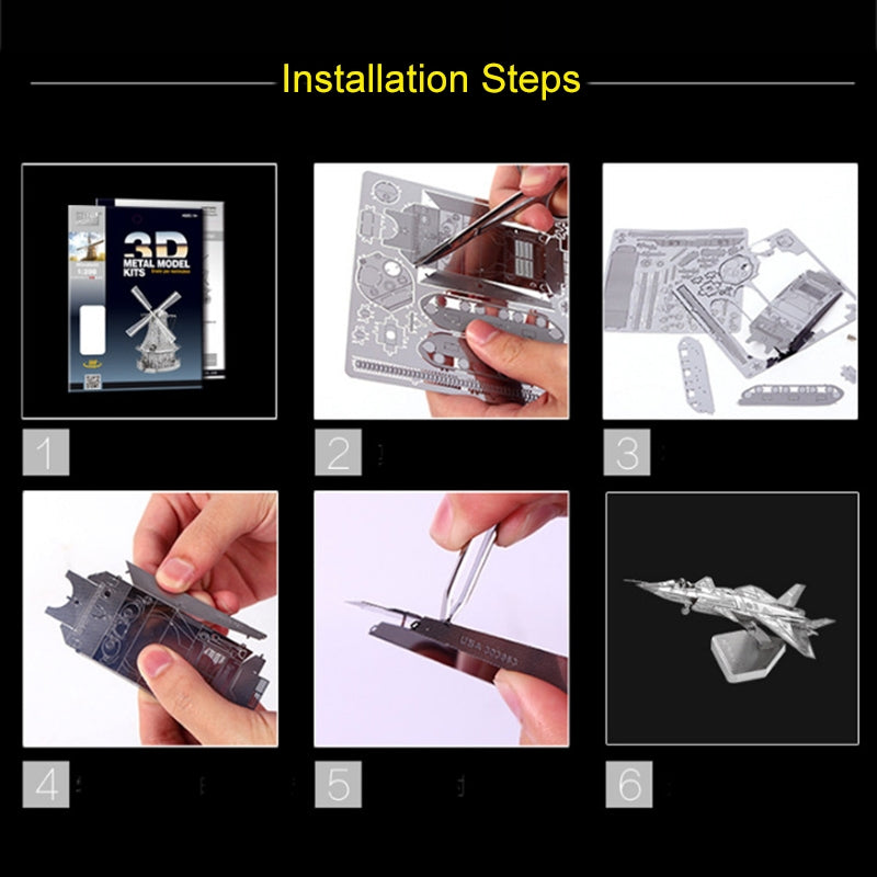 3-PCS-3D-Metal-Assembly-Model-DIY-Puzzle,-Style:-Wright-Brothers-Aircraft