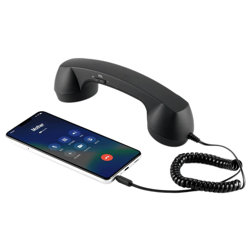 3.5mm-Plug-Mic-Retro-Telephone-Anti-radiation-Cell-Phone-Handset-Receiver(Black)