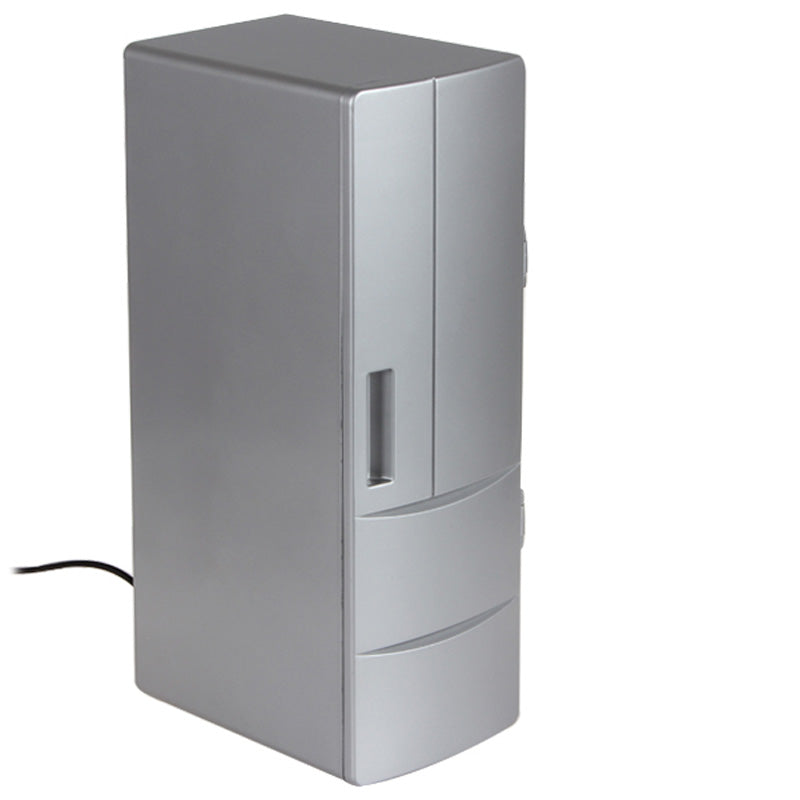3.5W-USB-PC-Mini-Fridge-Beverage-Drink-Cooler-/-Warmer,-Size:-24.5-x-10.8-x-8.3cm(Silver)